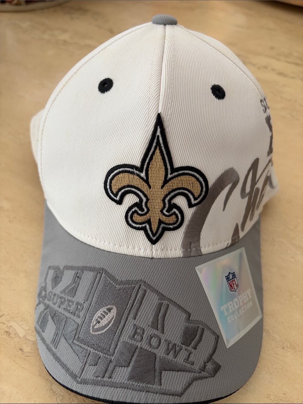 Reebok White and Gray New Orleans Saints Super Bowl Trophy Collection Hat